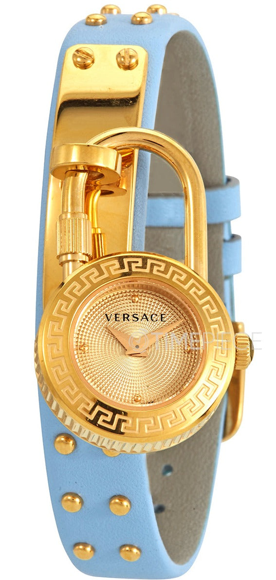 Versace Medusa Lock Icon Quartz White Dial Blue Leather Strap Watch for Women - VEDW00419