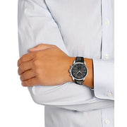 Hugo Boss Jet Chronograph Black Dial Black Leather Strap Watch for Men - 1513279