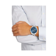 Hugo Boss Grand Prix Chronograph Blue Dial Silver Steel Strap Watch for Men - 1513478