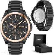 Hugo Boss Grandmaster Chronograph Black Dial Black Steel Strap Watch for Men  - 1513885