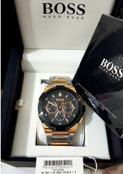 Hugo Boss Supernova Chronograph Black Dial Two Tone Steel Strap Watch for Men - 1513358