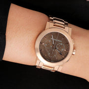 Burberry The City Grey Dial Rose Gold Steel Strap Watch for Men - BU9353