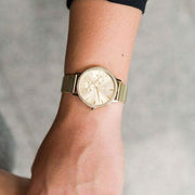 Hugo Boss Infinity Gold Dial Gold Mesh Bracelet Watch for Women - 1502520