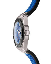 Versace Chain Reaction Blue Dial Two Tone Leather Strap Watch for Men - VEDY00119