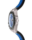 Versace Chain Reaction Blue Dial Two Tone Leather Strap Watch for Men - VEDY00119