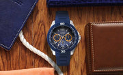 Guess Trade Blue Dial Blue Silicone Strap Watch for Men - W0967G2
