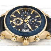 Guess Pinnacle Chronograph Quartz Blue Dial Blue Leather Strap Watch For Men - W0673G2