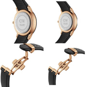 Daniel Wellington Iconic Motion Black Dial Rubber Strap Watch For Women - DW00100426