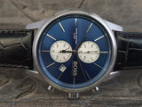 Hugo Boss Jet Chronograph Blue Dial Black Leather Strap Watch for Men - 1513283