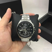 Hugo Boss Volane Chronograph Black Dial Silver Steel Strap Watch for Men - 1513949