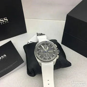 Hugo Boss Volane Chronograph Grey Dial White SIlicone Strap Watch for Men - 1513948
