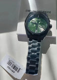 Emporio Armani Federico Chronograph Green Dial Black Steel Strap Watch For Men - AR11562