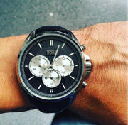 Hugo Boss Driver Chronograph Black Dial Black Leather Strap Watch for Men - 1512879