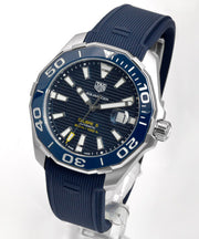 Tag Heuer Aquaracer Calibre 5 Automatic Blue Dial Blue Rubber Strap Watch for Men - WAY201B.FT6150