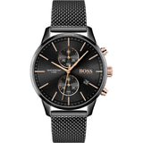 Hugo Boss Associate Chronograph Black Dial Black Mesh Bracelet Watch for Men - 1513769