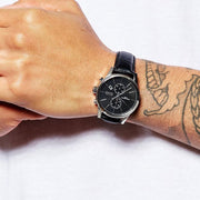 Hugo Boss Jet Chronograph Black Dial Black Leather Strap Watch for Men - 1513279