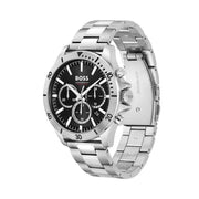 Hugo Boss Troper Chronograph Black Dial Silver Steel Strap Watch For Men - 1514057