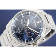 Hugo Boss Pioneer Chronograph Blue Dial Silver Steel Strap Watch for Men - 1513867