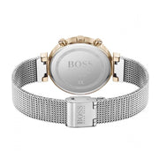 Hugo Boss Flawless Chronograph Silver Dial Silver Mesh Bracelet Watch for Women -1502551