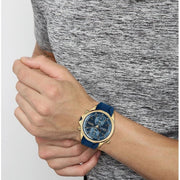 Hugo Boss Globetrotter Chronograph Blue Dial Blue Silicone Strap Watch for Men - 1513822