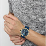 Hugo Boss Globetrotter Chronograph Blue Dial Blue Silicone Strap Watch for Men - 1513822