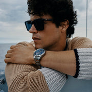 Hugo Boss Vela Diver Chronograph Blue Dial Silver Steel Strap Watch for Men - 1513775