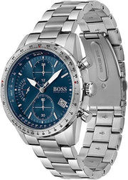 Hugo Boss Talent Chronograph Blue Dial Silver Steel Strap Watch for Men - 1513582