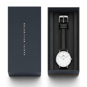 Daniel Wellington Classic Sheffield White Dial Black Leather Strap Watch For Women - DW00100053