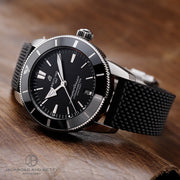 Breitling Superocean Heritage B20 Automatic 44 Black Dial Black Mesh Bracelet Watch for Men - AB2030121B1S1