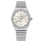 Breitling Chronomat Automatic 36 Diamonds White Dial Silver Steel Strap Watch for Women - A10380591A1A1