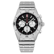 Breitling Chronomat B01 42mm Black Dial Silver Steel Strap Watch for Men - AB0134101B1A1