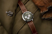 Breitling Super Avi B04 Chronograph GMT 46 Curtiss Warhawk Green Dial Brown Leather Strap Watch for Men - AB04452A1L1X1