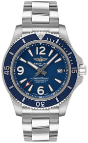 Breitling Superocean Automatic 42mm Blue Dial Silver Steel Strap Watch for Men - A17366D81C1A1
