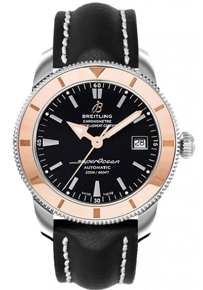 Breitling Superocean Heritage 42mm Black Dial Black Leather Men's Watch - U1732112-B
