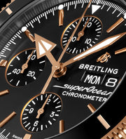 Breitling Superocean Heritage Chronograph 44 Black Dial Black Mesh Bracelet Watch for Men - U13313121B1S1