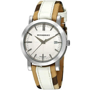 Burberry The City White Dial White Leather Strap Watch for Women - BU9015