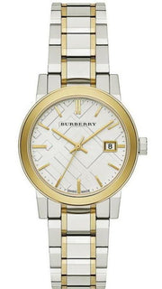 Burberry The City White Dial Two Tone Steel Strap Watch for Women - BU9115