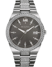 Bulova Crystal Collection Brown Dial Silver Steel Strap Watch for Men - 96B221