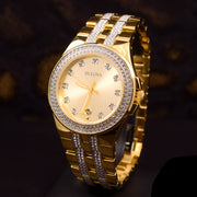 Bulova Crystal Collection Champagne Dial Two Tone Steel Strap Watch for Women - 98B174