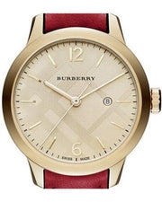 Burberry The Classic Gold Dial Red Leather Strap Watch for Women - BU10102