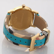Burberry The City Gold Dial Blue Leather Strap Watch for Women - BU9018