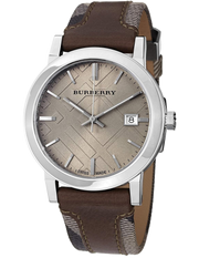 Burberry The City Grey Dial Leather Strap Watch for Men - BU9020