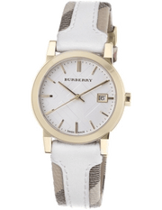 Burberry The City White Dial White Leather Strap Watch for Women - BU9015