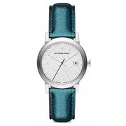 Burberry White Dial Turquoise Leather Strap Watch for Women - BU9120