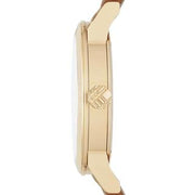 Burberry The City Gold Dial Brown Leather Strap Watch for Women - BU9133