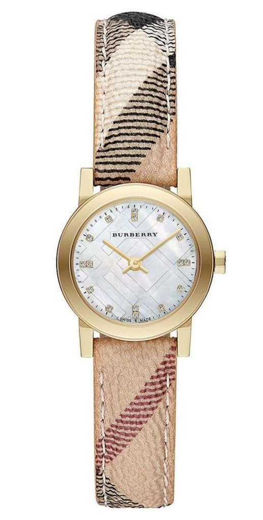 Burberry The City Diamonds Mother of Pearl Dial Brown Leather