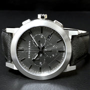 Burberry The City Grey Dial Black Leather Strap Watch for Men - BU9362