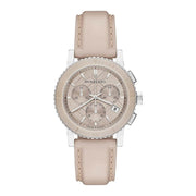 Burberry The City Chronograph Rose Gold Dial Beige Leather Strap Watch For Women - BU9702