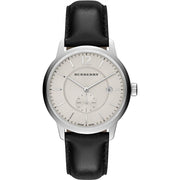 Burberry The Classic Horseferry Beige Dial Black Leather Strap Watch for Men - BU10000