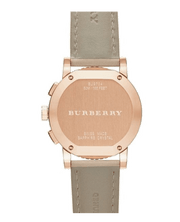 Burberry Chronograph Rose Gold Dial Beige Leather Strap Watch for Women - BU9704